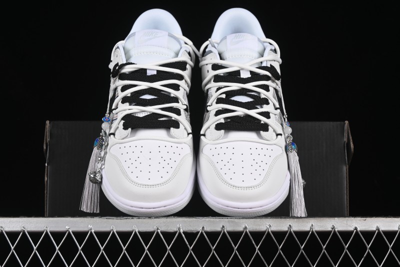 Nike Dunk Low CNY Year of the Dragon Limited Edition SB Lace-Up Casual Sneakers with Silver-White Design - DV0831-101