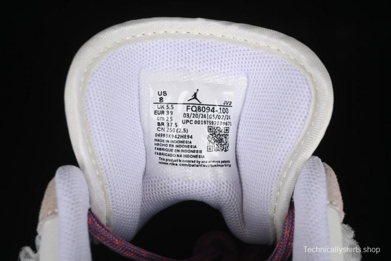 Nike Air Jordan 1 Low Retro Casual Sneakers with Smooth Leather and Suede - FQ8094-100