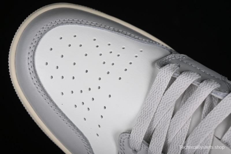 Nike Air Jordan 1 Low Casual Sneakers in White-Grey - FQ7687-300
