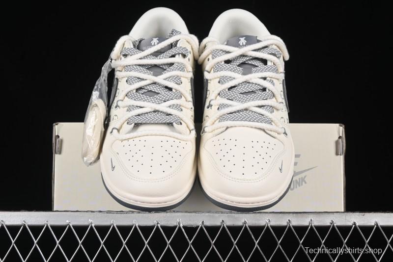 Nike SB Dunk Low Violent Bear Series - Lace-Up Beige with Grey Check - Anniversary Custom Edition Low-Top Casual Skate Shoes - SJ2068-289