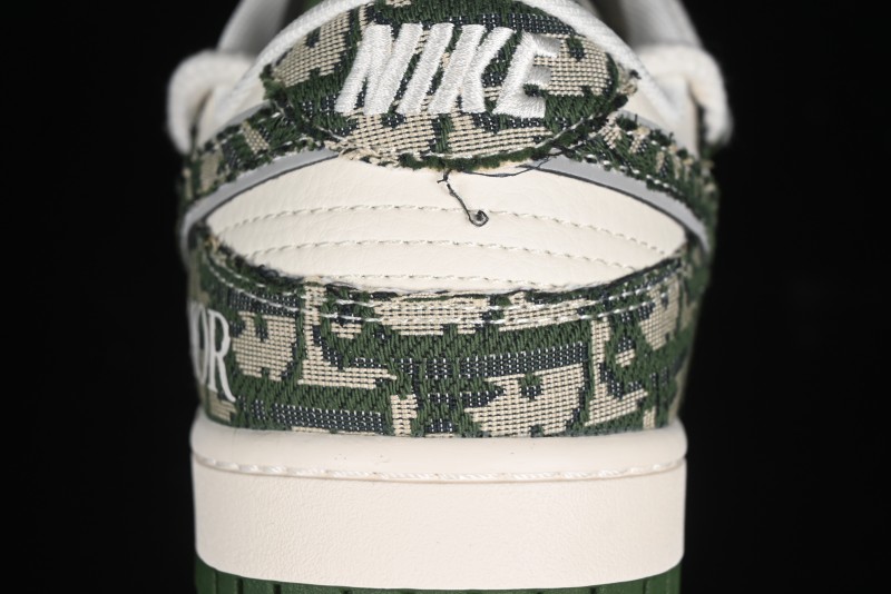 Nike SB Dunk Low Dior Collaboration - Strap Woven Green Check Anniversary High-End Custom Low-Top Casual Skate Shoes - SJ2068-309