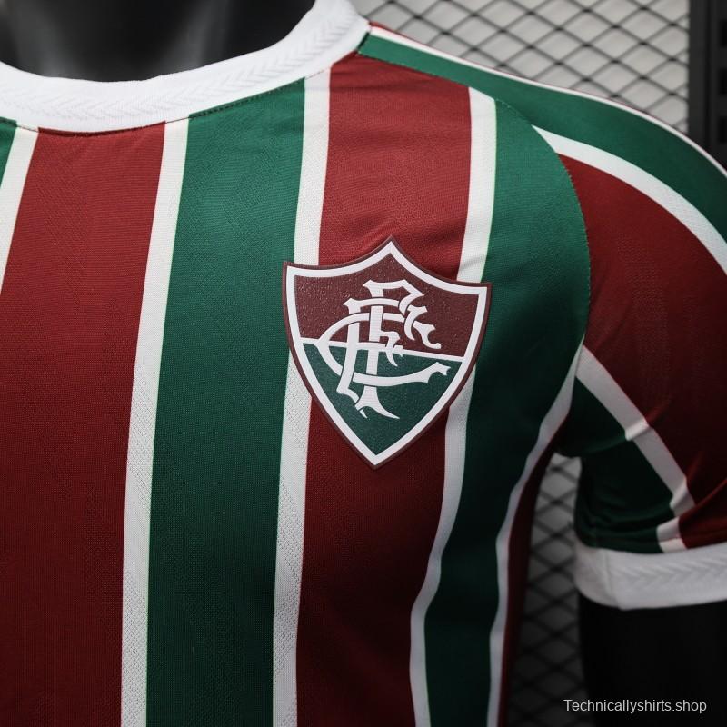 Player Version 25/26 Fluminense Green and Burgundy Vertical Striped with White Trim Jersey