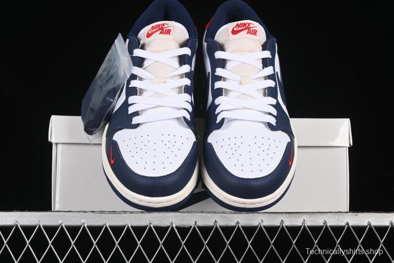 Nike Air Jordan 1 Low OG "Howard University" Casual Sneakers with Blue Toe and Red Heel - HQ2993-100