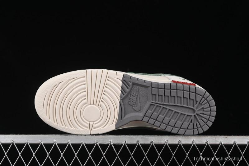 Nike SB Dunk Low Supreme x Stussy Triple Collaboration - Off White Green Swoosh Anniversary Custom Low-Top Casual Sneakers - SJ2068-303