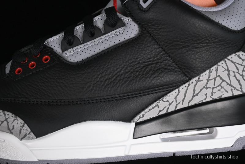 Nike Air Jordan 3 Retro Black Cement Sneakers with Visible Air Cushion - DN3707-010