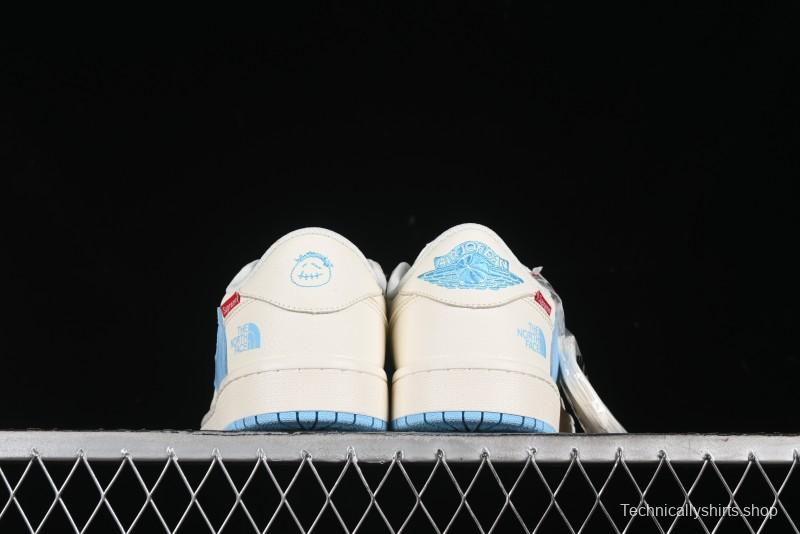 Nike Travis Scott x Fragment Design x Air Jordan 1 Low OG SP AJ1 Supreme North Face Collaboration - DIY1688-002