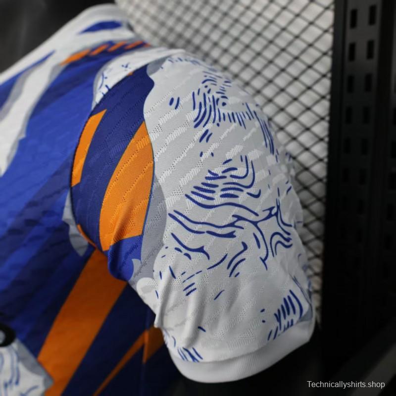 Player Version 25/26 Real Madrid Limited Edition Blue Orange Abstract Pattern Jersey