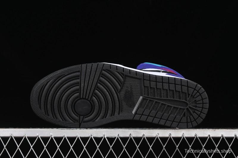 Nike Air Jordan 1 Mid AJ1 Lakers Colorway Black White Purple Mid-Top Casual Sneakers - DQ8426-154