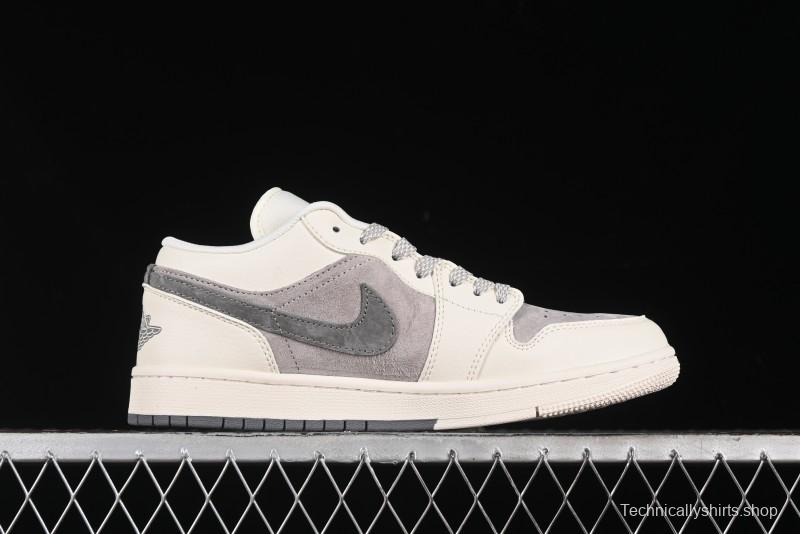 Nike Air Jordan 1 Low Supreme Collaboration - Dual-Tone Beige/Grey Retro Basketball Shoes - SJ9950-030