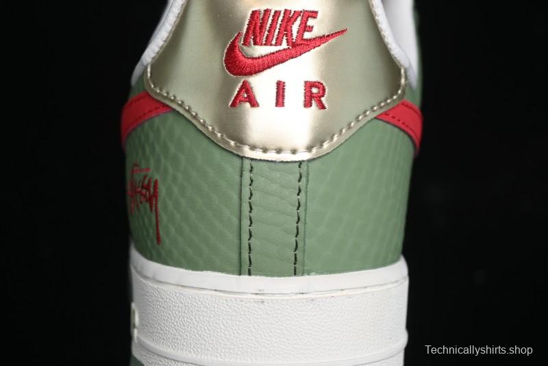 Nike Air Force 1 '07 Low Stussy Collaboration - Snake Green Low-Top Casual Sneakers - KK1988-028