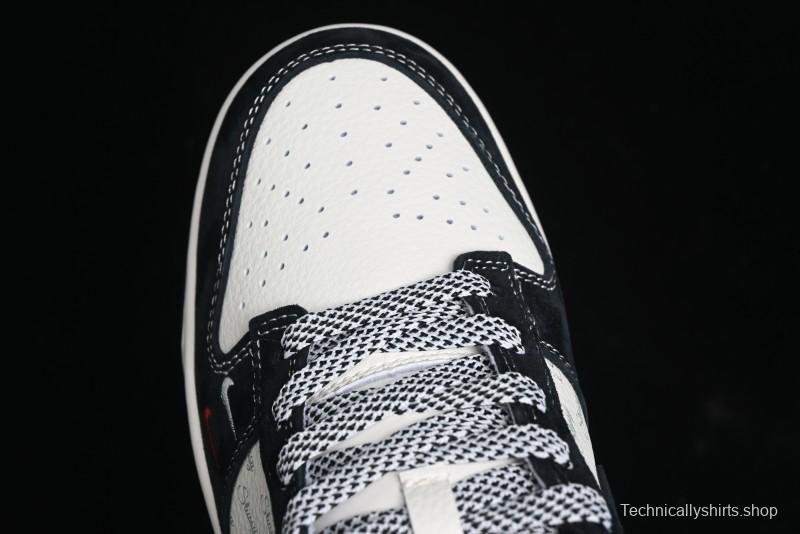 Nike SB Dunk Low Stussy Triple Collaboration - Patchwork Black Swoosh Anniversary Custom Low-Top Casual Skate Shoes - YX5066-222
