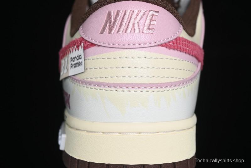 Nike Dunk Low Retro Casual Sneakers in Brown and Sail with Panda Mischief Skyline Theme - DD1503-124