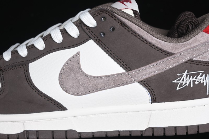 Nike SB Dunk Low Stussy Collaboration - Beige Brown Swoosh Anniversary High-End Custom Low-Top Casual Skate Shoes - SF1029-408