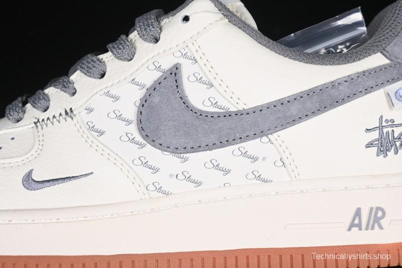 Nike Air Force 1 '07 Low Stussy Collaboration - Grey Swoosh Casual Sneakers - XZ6188-256