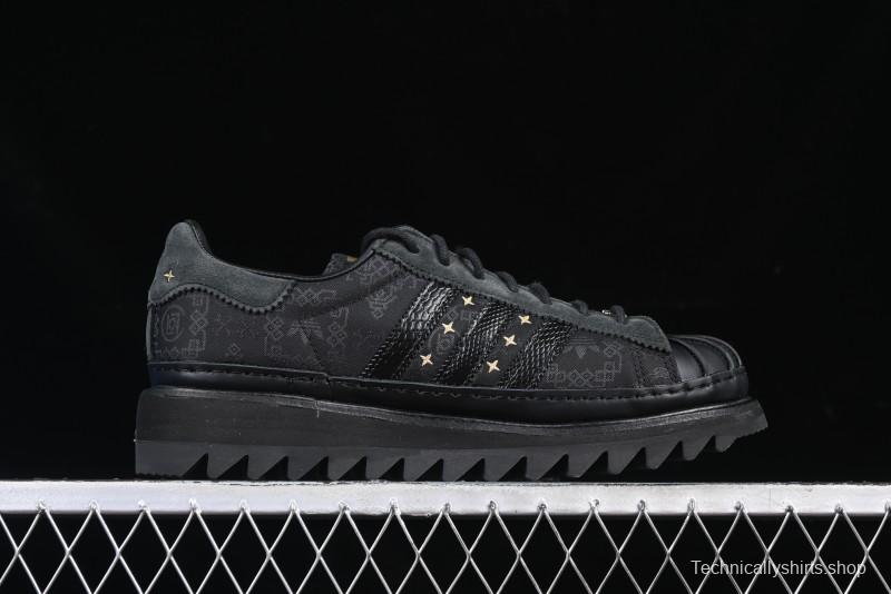 Adidas Superstar JR5114 Clot Collaboration Shell Toe Skate Shoes with Perforated Leather Upper - JR5114