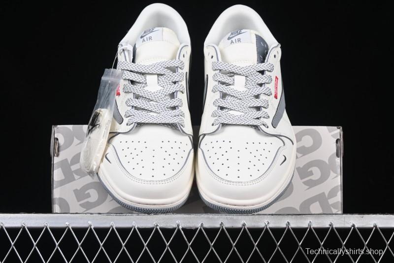 Nike Travis Scott x Fragment Design x Air Jordan 1 Low OG SP AJ1 Retro Sneakers with Unique Collaboration Details - XZ5158-002