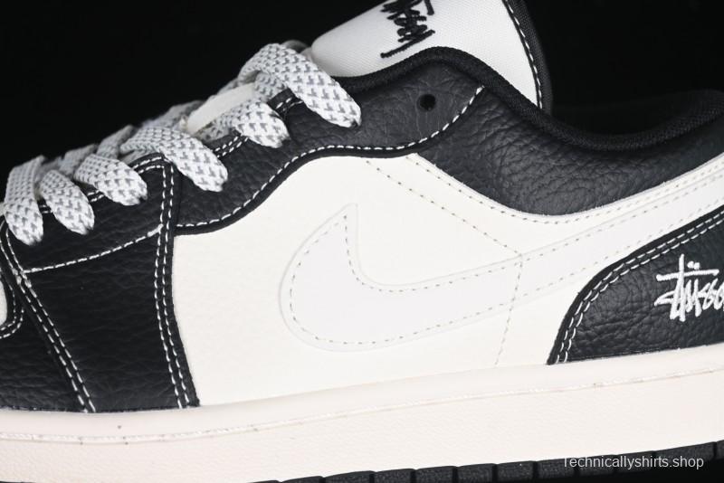 Nike Air Jordan 1 Low AJ1 Stussy White Black Leather Retro Basketball Shoes - XX3318-507