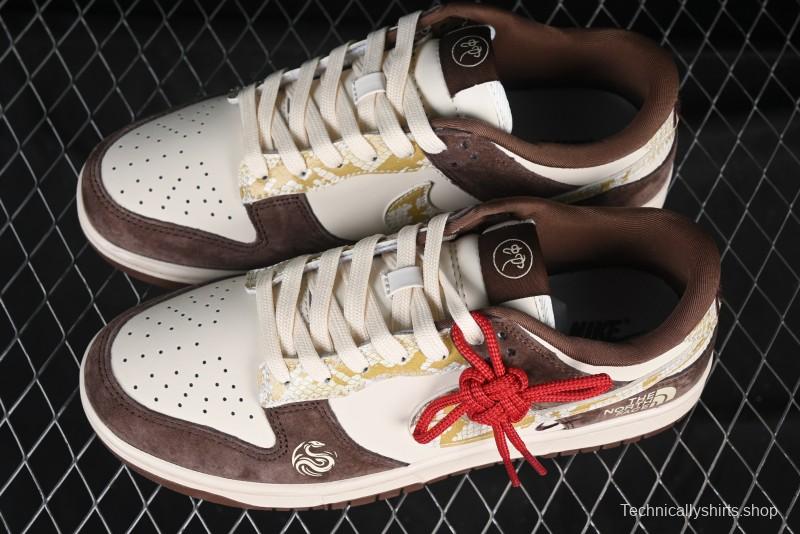 Nike SB Dunk Low The North Face Collaboration Year of the Snake Limited Edition Beige Brown White Snake Anniversary Premium Custom Low-Top Casual Sneakers - CH8311-234