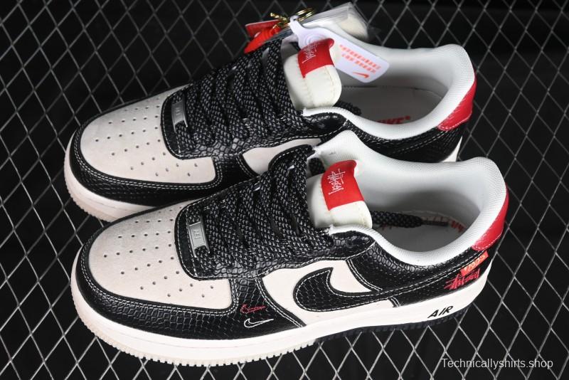 Nike Air Force 1 '07 Low Stussy Collaboration Year of the Snake Limited Edition Black Snake Dual-Color Casual Sneakers - HH7518-034