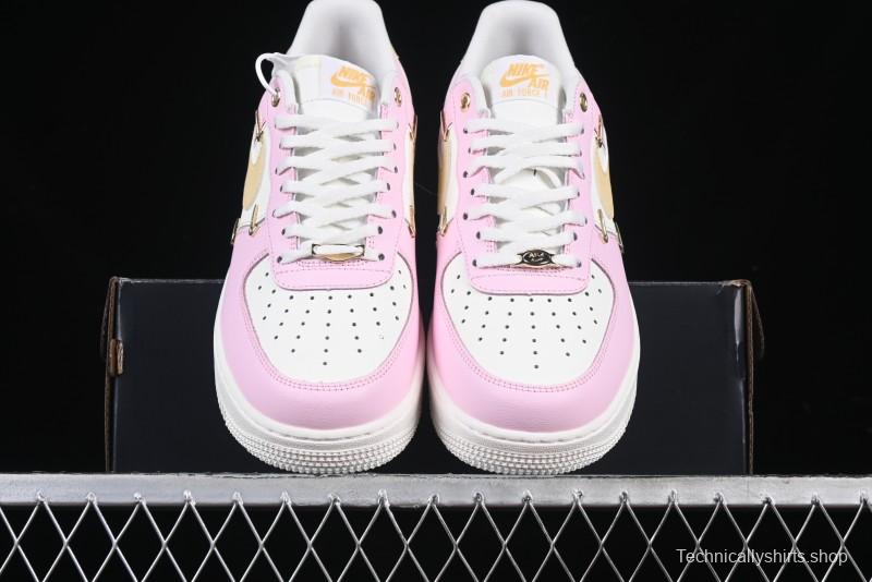 Nike Air Force 1 '07 Low White Pink Swoosh Casual Sneakers - IB2574-600