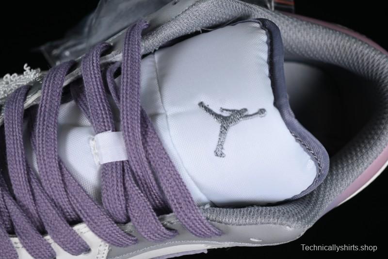 Nike Air Jordan 1 Low AJ1 Retro Basketball Shoes with Panda Mischief Modern Floral Design - 553560-053