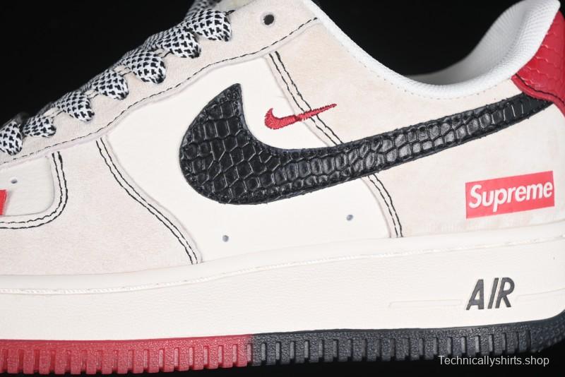 Nike Air Force 1 '07 Low Supreme Snake Year Limited Edition Black Snake Swoosh Low-Top Casual Sneakers - HH7518-033