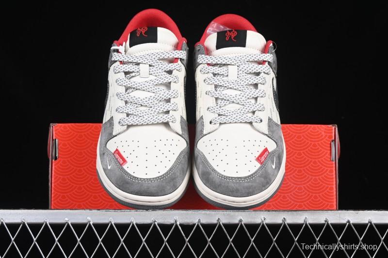 Nike SB Dunk Low Supreme Collaboration Bullet Screen Black Check Anniversary Customized Low-Top Casual Sneakers - FC1688-208