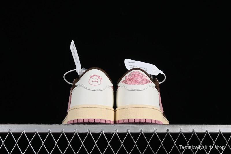 Nike Travis Scott x Air Jordan 1 Low OG AJ1 Reverse Swoosh Sneakers - DZ4137-206