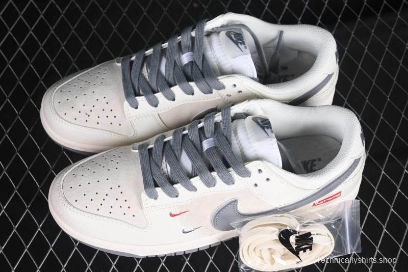 Nike SB Dunk Low Supreme Collaboration Grey Swoosh Double Mini Swoosh Anniversary Custom Low-Top Casual Sneakers - XX2025-688