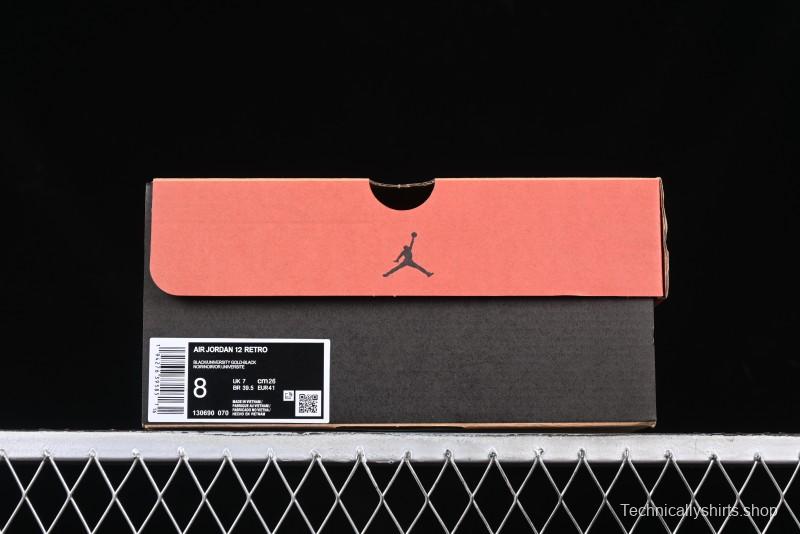 Nike Air Jordan 12 Retro Basketball Shoes in Black and Yellow - 130690-070