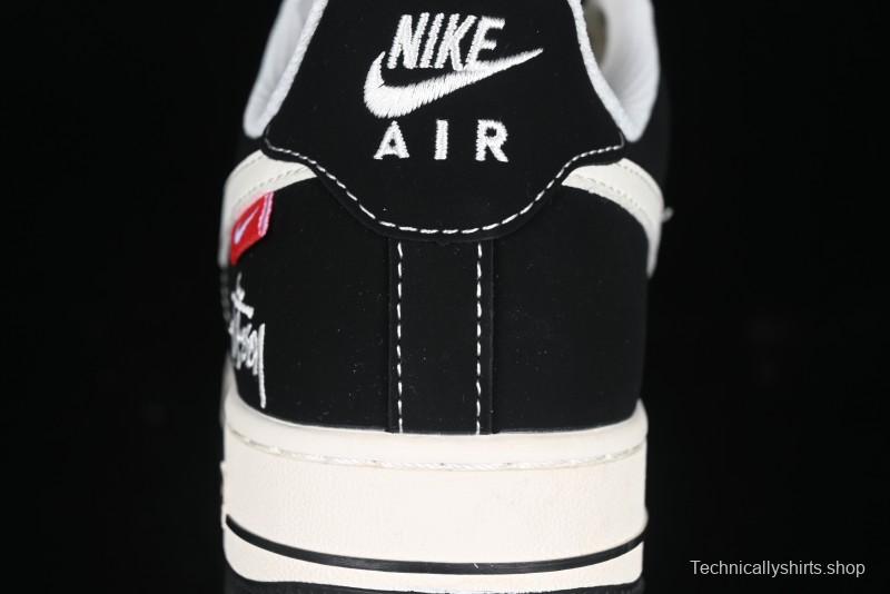 Nike Air Force 1 '07 Low Stussy Collaboration - Beige Black with Red Tab Low-Top Casual Sneakers - SJ6698-014