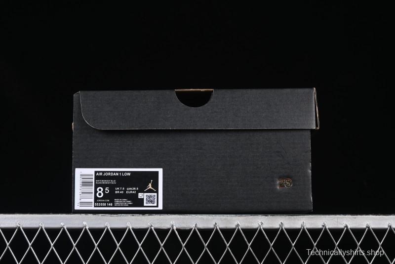 Nike Air Jordan 1 Low AJ1 Casual Sneakers with Cream and Blue Accents - 553558-146