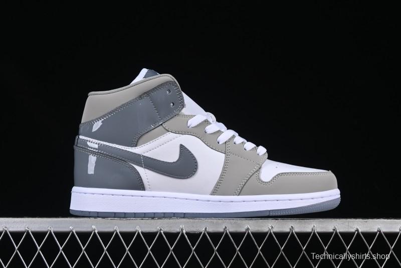 Nike Air Jordan 1 Mid AJ1 White Grey Mid Top Casual Sneakers - HF3193-100