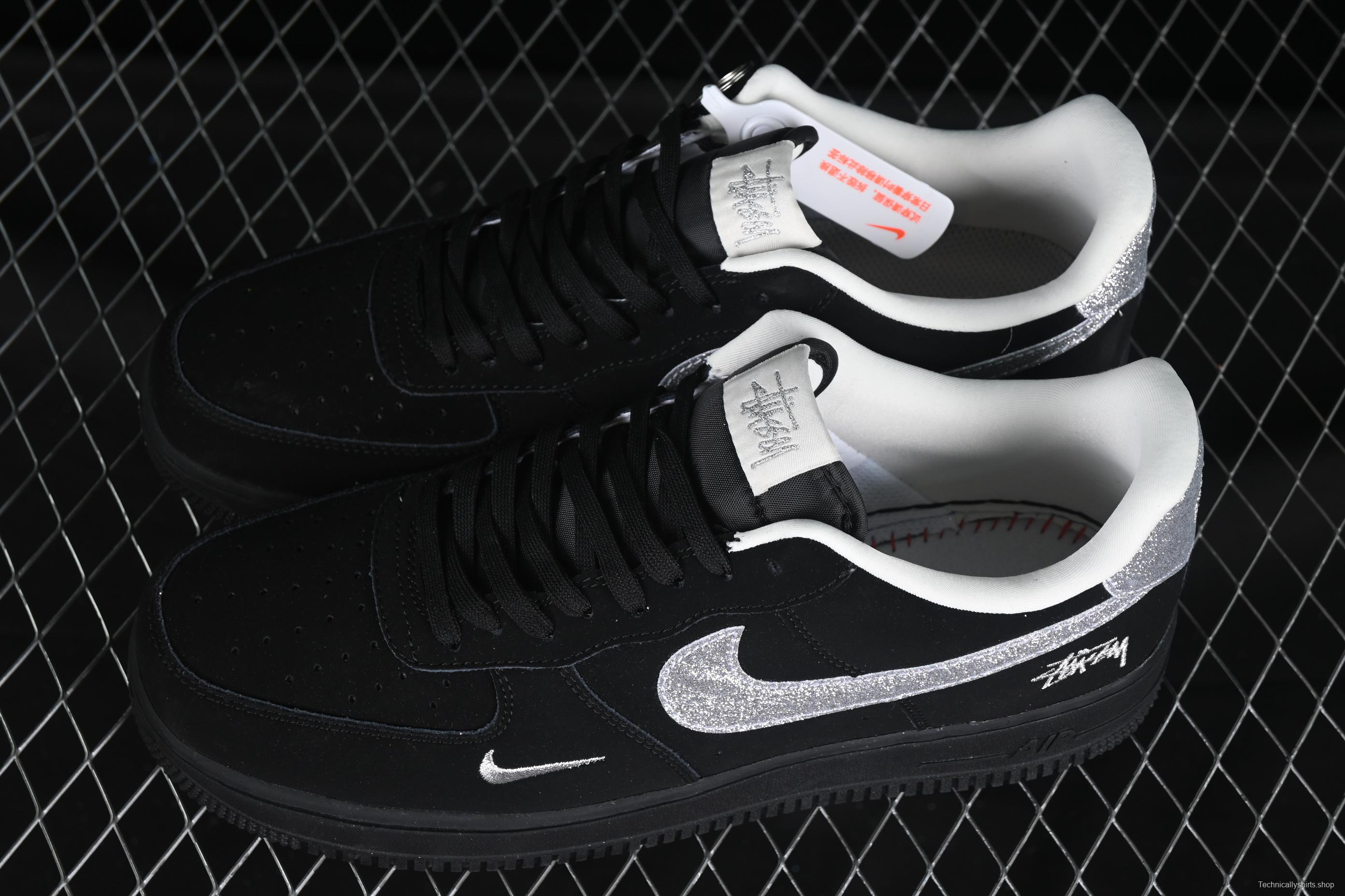 Nike Air Force 1 '07 Low Stussy Collaboration Silver Swoosh Starry Sky Casual Sneakers - DF0188-043