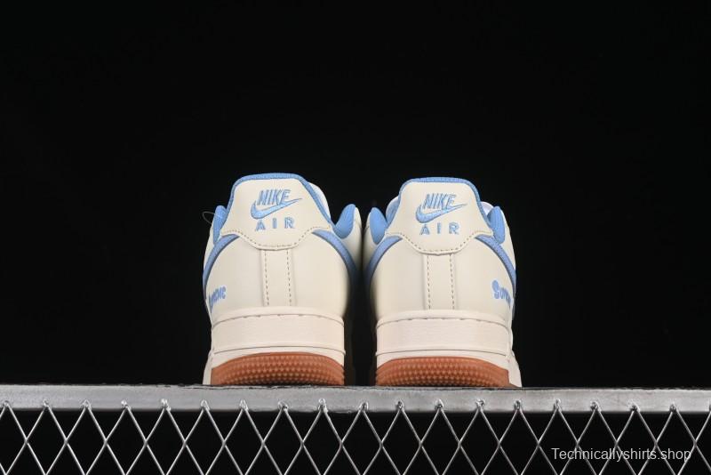 Nike Air Force 1 '07 Low Supreme Collaboration Blue Swoosh Gum Sole Casual Sneakers - XS1958-547