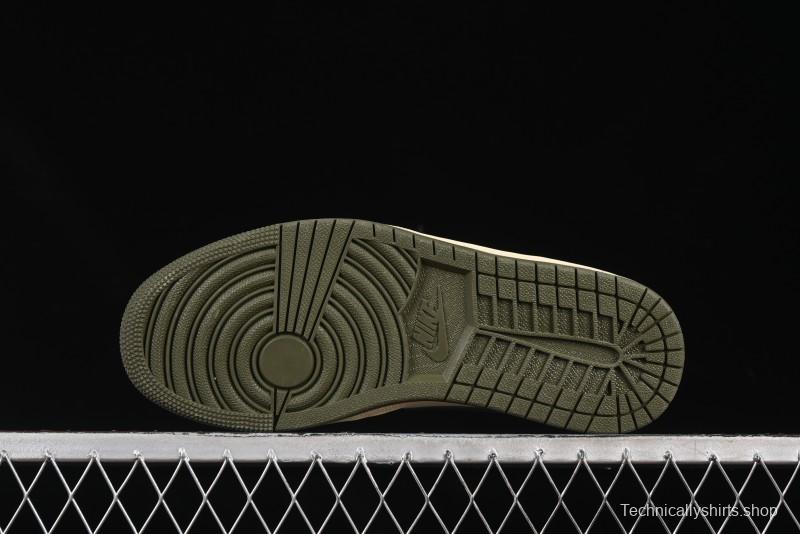 Nike Air Jordan 1 Low AJ1 Military Green White Casual Lifestyle Sneakers - DC0774-122