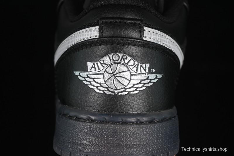 Nike Air Jordan 1 Low AJ1 Basketball Shoes Black White Canvas Leather Panel - HV5968-001