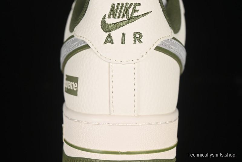 Nike Air Force 1 '07 Low Supreme Collaboration Military Green Multi Swoosh Casual Sneakers - XX3168-148