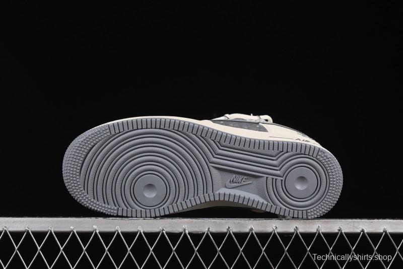 Nike Air Force 1 '07 Low Stussy Collaboration Grey Diamond Lace-Up Casual Sneakers - DM6868-072