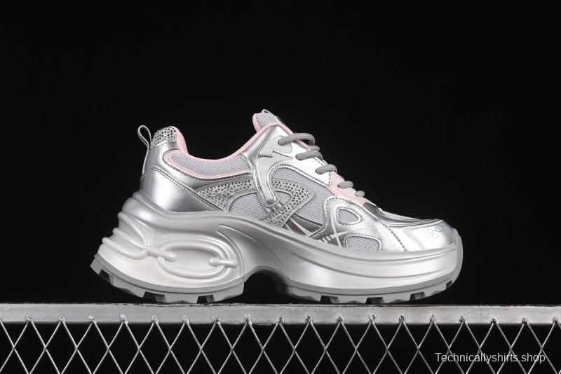 GG-CC 25ss New Platform Chunky Sneakers with 7CM Height Increase and Irregular Design - 668-2 Silver