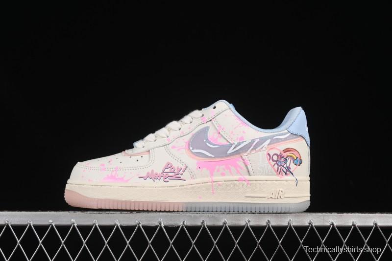 Nike Air Force 1'07 Low Pink and Blue Love Limited Edition Casual Sneakers - CW1574-058