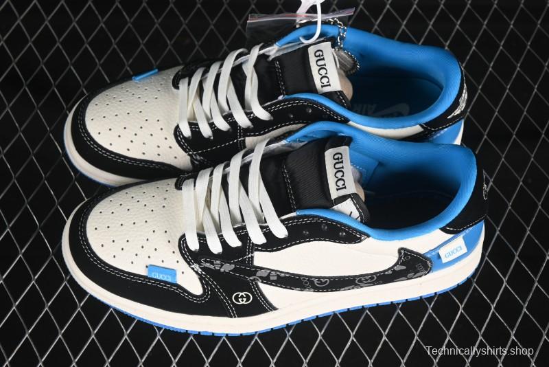 Nike Travis Scott x Fragment Design x Air Jordan 1 Low OG SP AJ1 Collaboration Sneakers in Blue/Black - XS2024-037