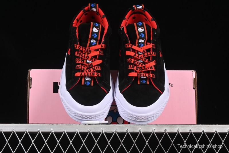 Converse One Star Low Top Casual Sneakers with Hello Kitty Collaboration - Pink Star and Embroidered Bow Design - 163904C