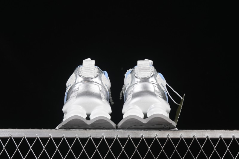 GG-CC Star Same Style Lace-Up Hollow Out Dad Shoes with 5cm Hidden Height Increase - G25X269 White Blue