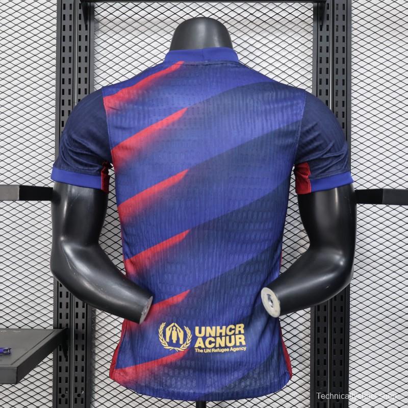 Player Version 25/26 FC Barcelona Blue with Red Diagonal Stripes Jersey