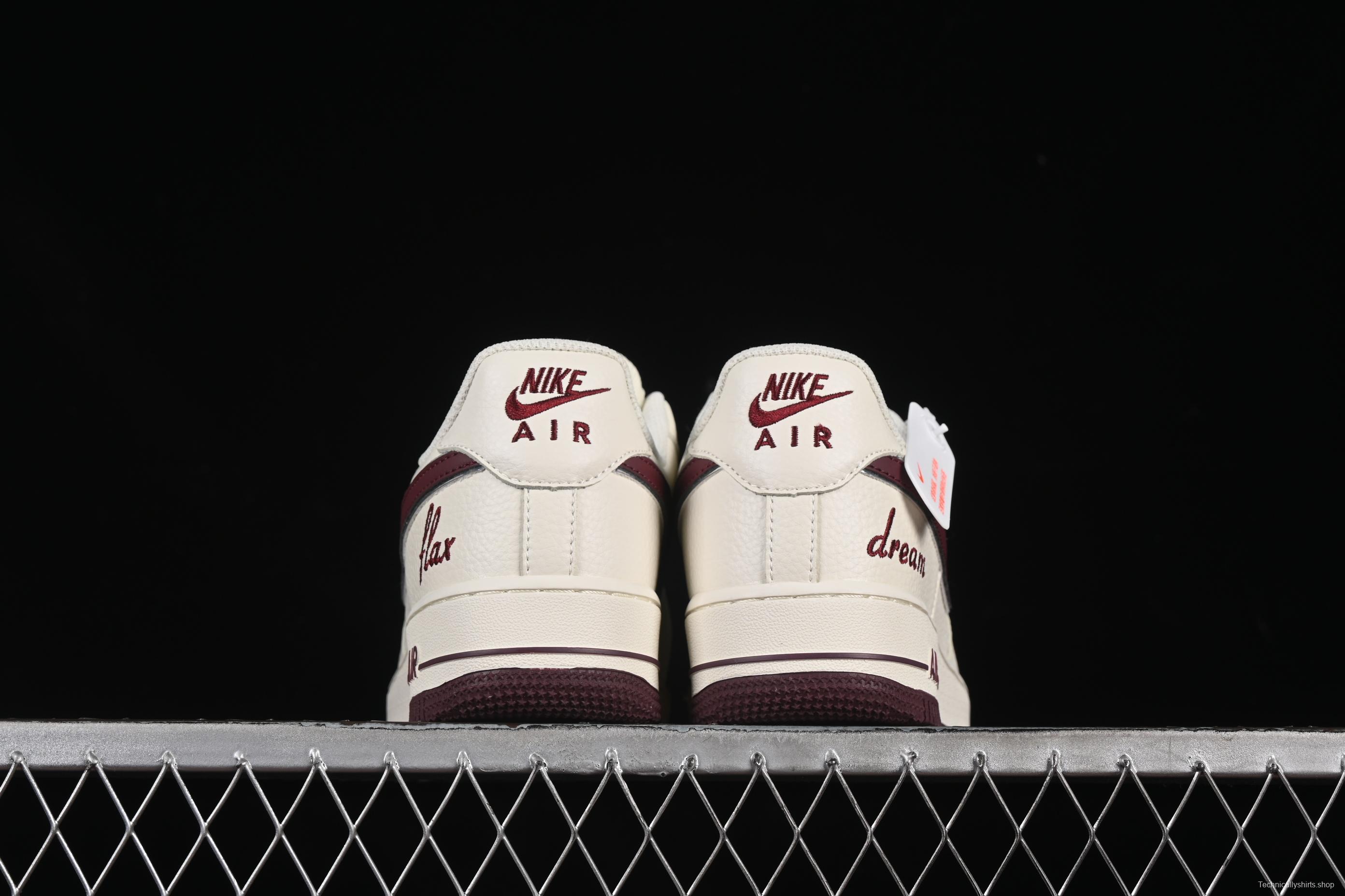 Nike Air Force 1'07 Low "Dream" Casual Sneakers with White Wine Red Swoosh - DR2024-105