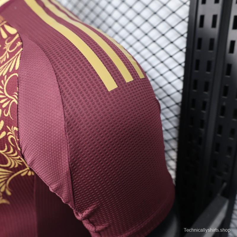 Player Version 2025 Algeria Burgundy with Gold Ornamental Pattern Jersey