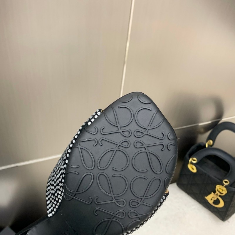 2025 Women Loewe Black Leather Heels LY00240