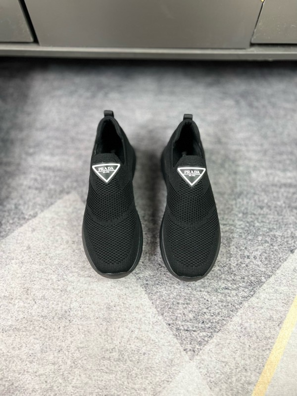 2024 Men Prada Black Knit Sneaker MJ00230