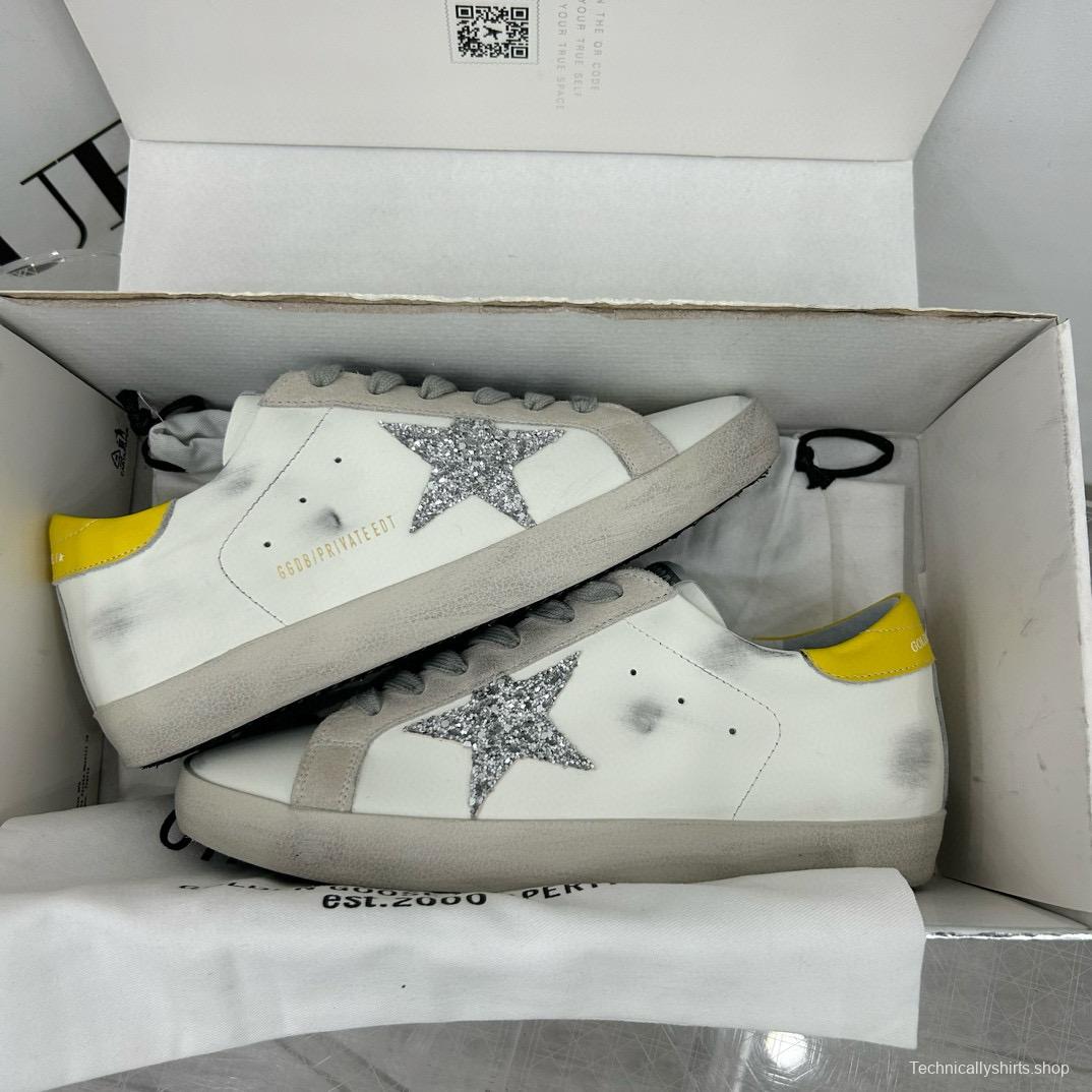 2025 Women GGDB White Grey Silver Glitter Yellow Leather Suede Sneakers